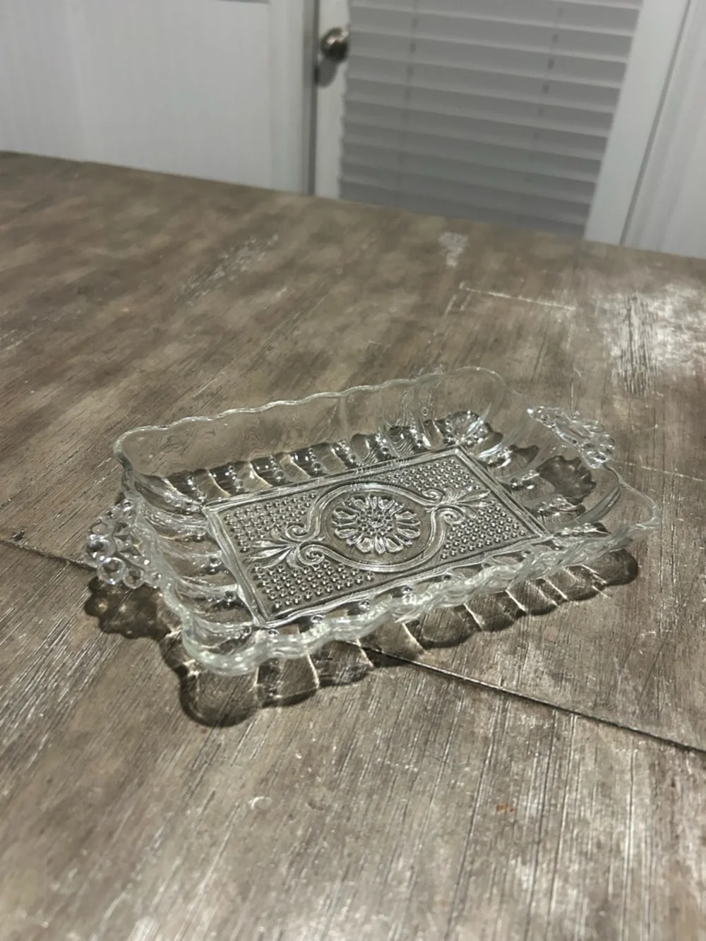 Vintage (ca 1956) Anchor Hocking Rectangular Pressed Glass Relish Dish #156 EUC